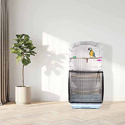 Universal Bird Cage Seed Catcher,Seed Catcher Guard Net Cover,Parrot Nylon Mesh Net Cover,Soft Airy Cage Net Stretchy Skirt for Round Square Cages (Circumference 74 inch to 118 inch,Black) - color: Circumference 74 inch to 118 inch,Black