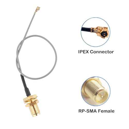 WiFi Antenna Dual Band 2.4GHz 5.8GHz 10dBi RP-SMA Male Antenna 20cm+U.FL IPX IPEX to RP-SMA Female Cable RG1.13 for WiFi Router Wireless Adapter Network Card Security Camera(Pack of 4)