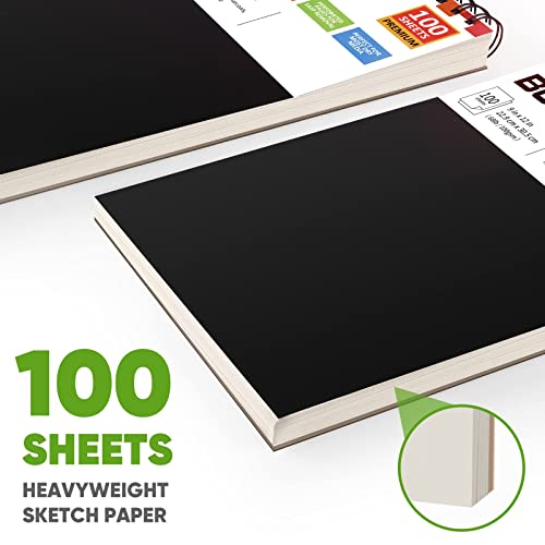 Soucolor Artist 9x12 Sketch Book Set, 4 Pack 400-Sheet Spiral Drawing Pads - color: Black, size: 9" x 12" (Pack of 4)