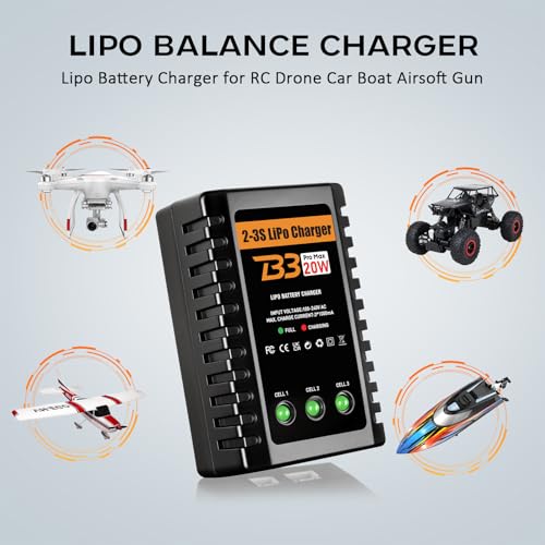 LiPo Charger for 2S-3S(7.4-11.1V) LiPo Battery of RC Toy & Model(Yellow) - color: Yellow