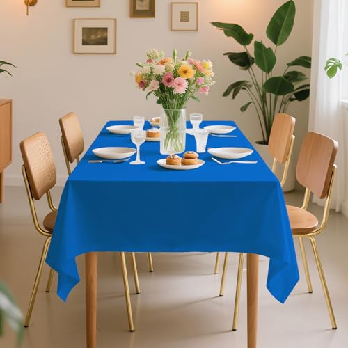 10 Pack Premium Disposable Plastic Tablecloth 54" X 108" Rectangle Table Cover for Birthdays Weddings Christmas Anniversary Buffet Table (Blue) - color: Blue, size: 54" X 108" Rectangle