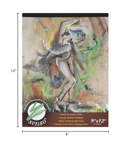 Senso Clear Primed Linen Canvas Pads - 9x12, 2 Pack (20 Total Sheets) - size: 9"x12"