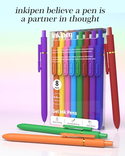 inkipen Colorful Gel Pens, 0.5mm Fine Point, 8 Pack - color: Dopamine Blue Ink -8pack