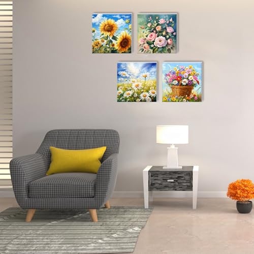 RoundFunny 8 Set Paint by Numbers Drawing Kit for Adults,Vibrant Blooms - style: Vibrant Blooms