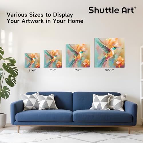 Shuttle Art Canvas Panels and Acrylic Paint Bundle, Art Painting Supplies Set for 18 Colors Acrylic Paint Bottles (240ml/8.12oz) & 52 Pack Painting Canvas (5x5”, 6x6”, 8x8”, 10x10”)