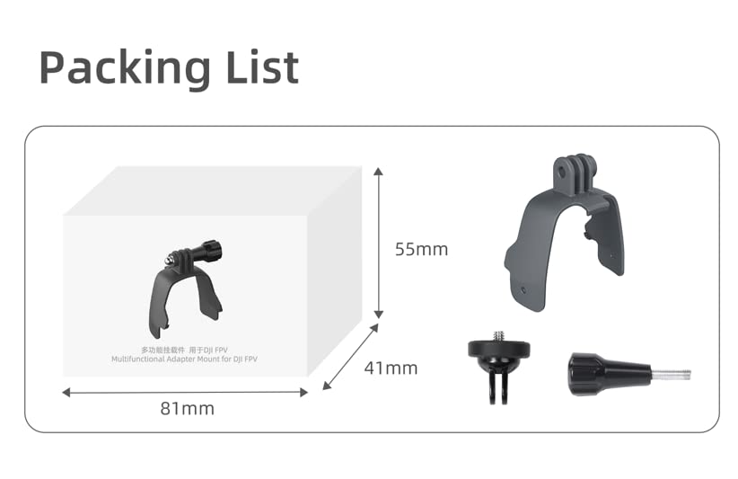 BTG DJI FPV Drone Action Camera Mount Holder for DJI Action 5 4 3 2/Pocket 3 2 /GoPro Series/Fimi Palm 2 / Insta360 X3 Go 3S ONE X2 R/Night Light/Fill Light Sport Camera Mount Extensions