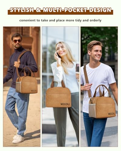 Upgraded 3 Pockets Fireproof Document Bag (Brown, 2pockets+Small Bag) - color: Brown, size: 2pockets+Small bag