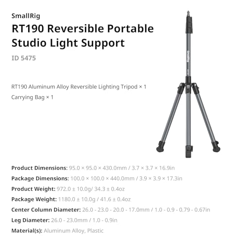 SMALLRIG 74.8"/ 6.23 ft Light Stand Photography, Compact Lighting Tripod
