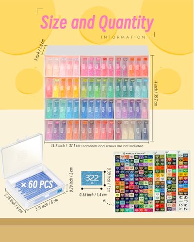 forever young 60PCS Diamond Painting Storage Containers Trays & Stand - size: 60pcs+Rack