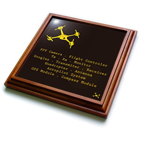 3dRose Black and Yellow Drone with DIY Accelerometer Gyroscope Brushless Motor GPS 8x8 Trivet with 6x6 Ceramic Tile