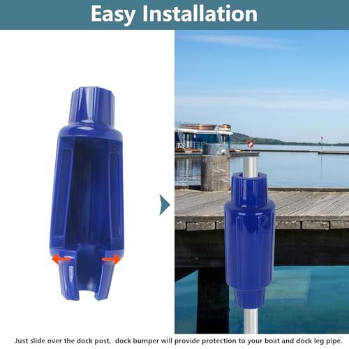 Dock Bumpers for Poles 2/4/6 Pack, Dock Post Bumpers 2" Diameter, Dock Bumpers for Docking Pole Bumpers for Post Slip-on Vertical Soft UV-Resistant Marine Grade Vinyl Black/White/Blue/Grey/Red/Purple - style: Blue-2 Pack