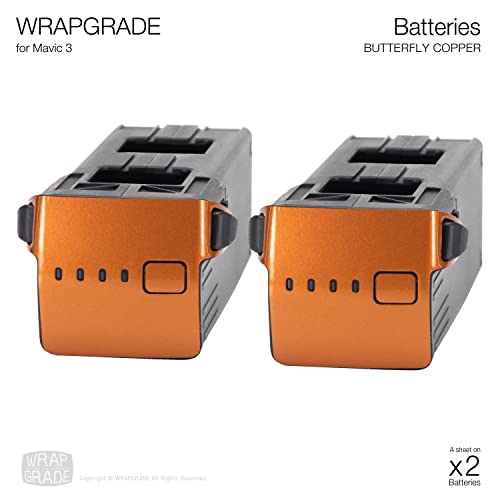 WRAPGRADE Skin Stickers for Mavic 3 Series Pro/Classic/Cine | 2 Batteries (Butterfly Copper) - color: Butterfly Copper