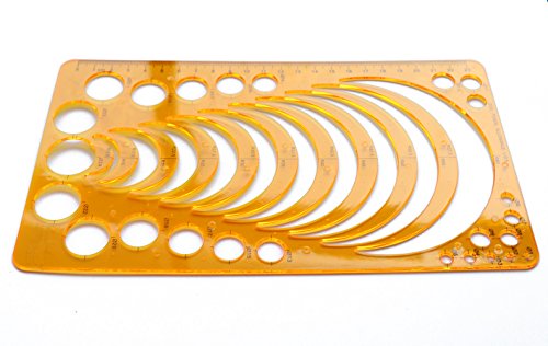 Set of 2 Plastic Circle Radius Arc Master Stencil Circle Geometric Drawing Measuring Template Stencil Ruler (Orange Color)