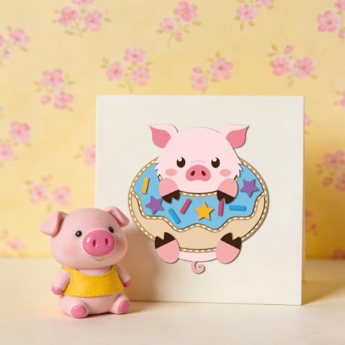 MAYJOYDIY Donut Fox Panda Dog Metal Cutting Dies Pig Cat Bear Stencils Donut with Sprinkle Heart Star Paw Print Embossing Template Dies for DIY Paper Craft Card Making Scrapbooking Album Decor - style: Food