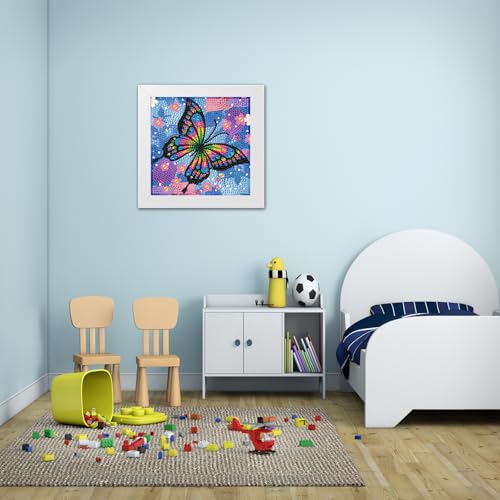 EOYDKAP Butterfly Diamond Art Kits for Adults with Wooden Frame, 7x7 inch - size: Blue Butterfly