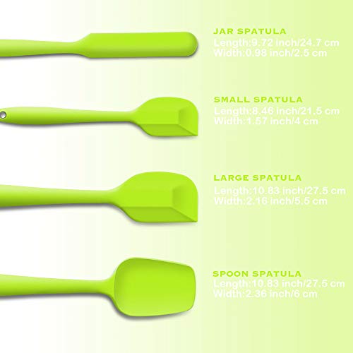 4-Piece Silicone Spatula Set with Stainless Steel Core, Green - color: Green