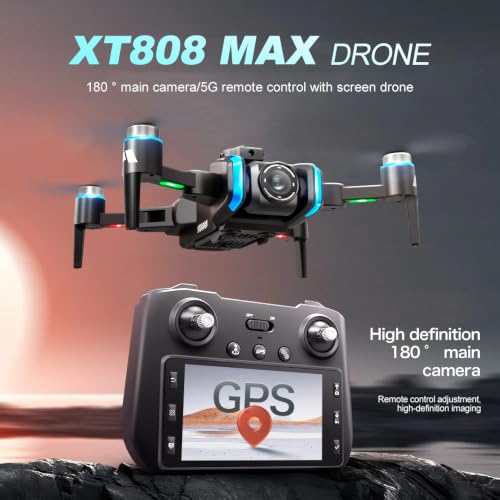 XT808 GPS Drones with Camera for Adults 4K, 4.5" HD Screen on Controller