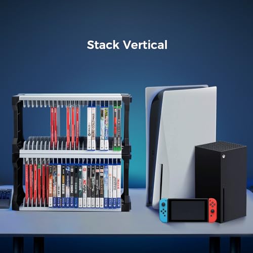 ASFSKY Video Game Storage Tower, 46-Game Organizer with 2 Controller Hooks - color: 46Pcs - 2Hooks