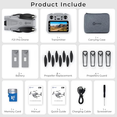Contixo F21 Pro Drone with Dual Camera, 30 Min Flight Time With 2 Batteries, 4.3" Screen Remote, Obstacle Avoidance, Optical Flow Hover, 2.4GHz FPV, Altitude Hold, 3D Flip Drones For Adult Teenager - style: F21 Pro