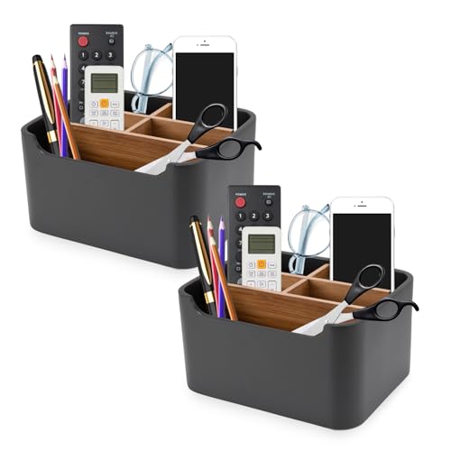 2 Pack Remote Control Holders, Desk Organizers with Dividers,Black - color: BLACK, size: 2 Pack