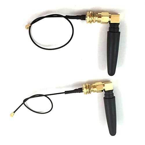 2.4ghz 2.4G WiFi Antenna 2dbi SMA Male (Pin) Connector Network Aerial with Mini PCI U.FL to SMA Female WiFi Pigtail RF1.13 Cable 15cm(Pack of 2)
