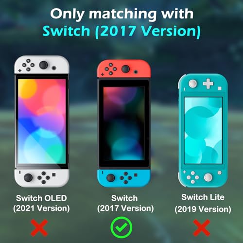 DLseego My World MC Protective Case for Switch New Model, Dockable Soft Shell Cute Cover Case for Joycon Controller with 4PCS Thumb Grips Caps - Green Switch - color: Green Switch