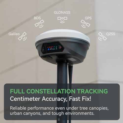 E1 Pro RTK GNSS Surveying Equipment, GNSS RTK GPS with IMU Rover Receiver, GPS RTK with Larger HD Color Screen and Handheld Collector, 1cm Accuracy, 60° Tilt Survey, 15km UHF Range - style: E1 Pro