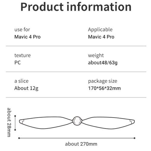2 Pairs of Mavic 4 Pro Propellers, Quick Release Low Noise Propeller Blades Compatible with DJI Mavic 4 Pro Drone Accessories