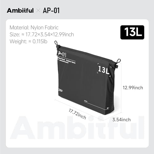 AMBITFUL AP-01 Water-Resistant Organizer Pouch, 17.7''x12.9'' Ultra-Light Travel Storage Bag for Camera Accessories, Cables, Toiletries and Outdoor Gear (XL(13L)) - size: XL(13L)