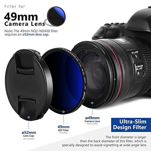 NEEWER 49mm Variable ND Filter ND2-ND400 (1-9 Stops) - size: 49mm