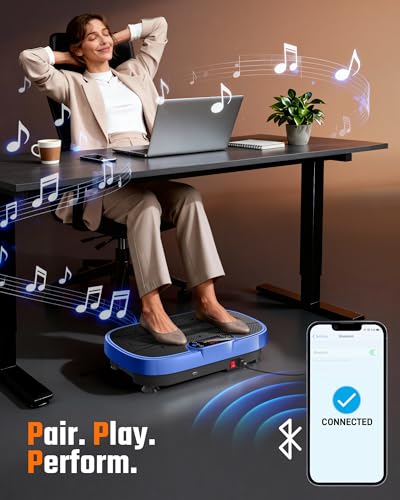 Renoj 3D Vibration Plate Exercise Machine, 200W Motor, 455lbs Capacity - color: Blue