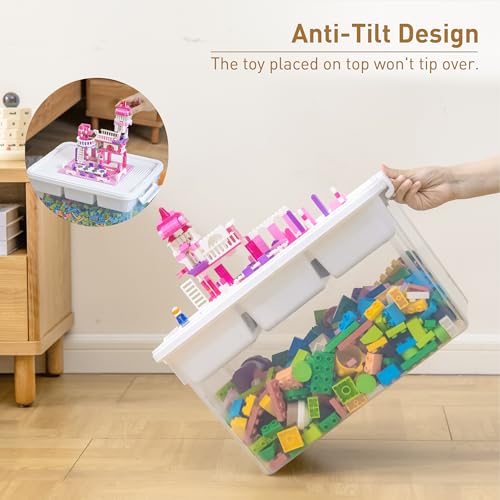 Citylife 17QT 4-Pack Storage bins with Lid 6 Marker inserts Buildable Lid - size: 4 Pack-17 QT-W