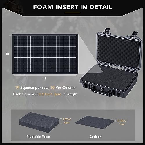 Lykus HC-2710 Waterproof Hard Case with Foam, Inner Size 9.88*5.24*2.6in - color: Black, size: HC-2710