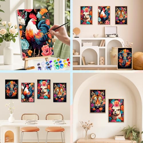 Camocin 4 Pack Framed Paint by Numbers Kit for Adults with Wooden Easel - color: LBOP4PF05