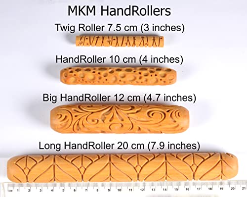 MKM Pottery Tools Wood Big Hand Rollers for Clay (BHR-58 Honeycomb) - color: BHR-58 Honeycomb