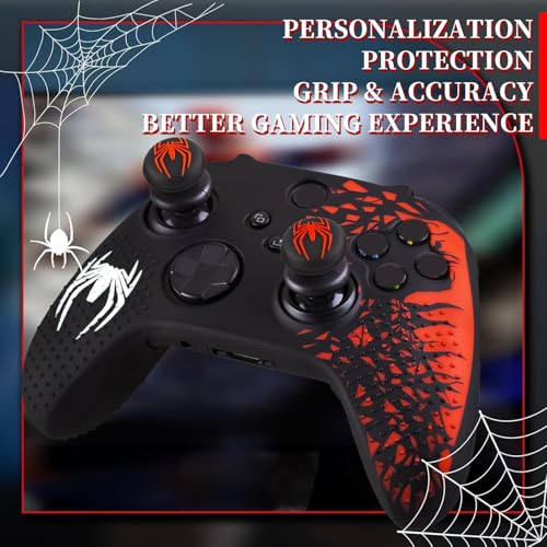 Silicone Skin Cover Sticker x 1 & Extender Grips x 2 for Xbox Series/One Controller Spider Net - color: 2