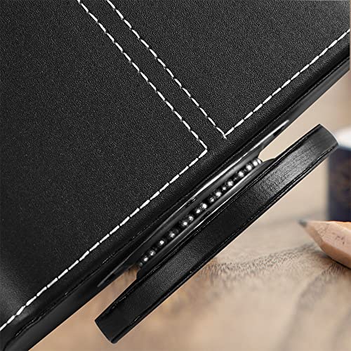 360° Rotating Remote Control Holder, PU Leather TV Remote Caddy, Pen Holder - color: Black