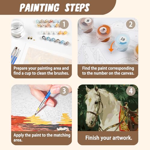 XTCIXAL Paint by Numbers Kit for Adults, Horse - 16X20 Inch - color: 13- Horse