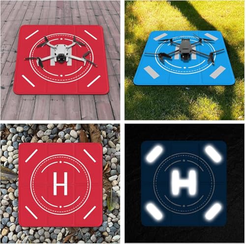 FPVtosky Drone Landing Pad Weighted, Nighttime Reflective & Foldable Launch Pad, Waterproof Helipad for DJI Mini 5/4/3 Pro/Mini 4k/Air 3S/Neo/Flip Drone Accessories (25 in) - size: 25 in