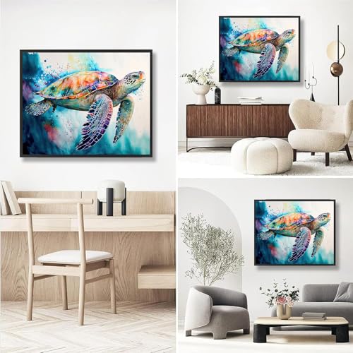 Sea Turtle Paint by Numbers for Adults with Framed Canvas-with Wooden Easel - color: DKMT0137, size: 12*16inch