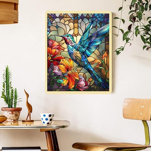 Hummingbird Paint by Numbers for Adults with Framed Canvas - Wooden Easel - color: DKMT0145, size: 12*16inch