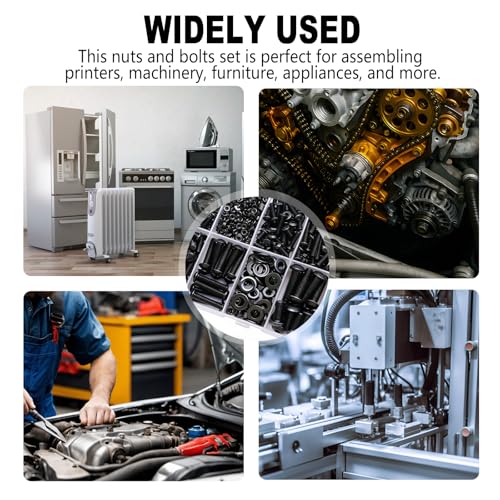 888PCS Metric Screw Assortment Kit, M2 M3 M4 M5 Metric Bolt Assortment, Button Head Socket Cap Screws Bolts Nuts Washers Kit, 10.9 Grade Alloy Steel Machine Screws for 3D Printing - size: M2 M3 M4 M5-888PCS