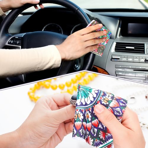 Copkim 24 Pcs Mandala Eyeglasses Cleaning Cloths, Soft Reusable Lens Wipes