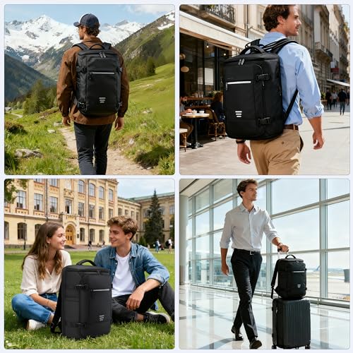 Travel Laptop Backpack Lightweight Carry-on Water-Resistant Rucksack Flight Approved 30L Business Backpack Fits 17.3 inch Laptop with a Gift Bag