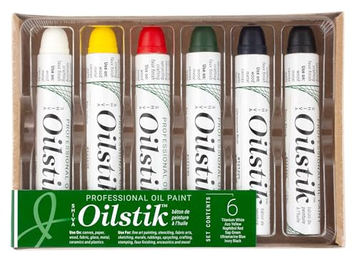 Jack Richeson 121302 Shiva Oil Paintstik, Basic Colors, Set of 6