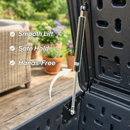 370 Gallon Extra Large Deck Box Waterproof, Thick Resin, Black - size: 370 Gal