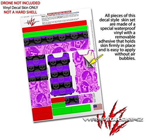 Skin Decal Wrap 2 Pack Compatible with DJI Ryze Tello Skull Stripes Purple Drone NOT Included