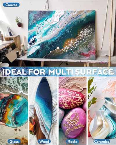 Nicpro 8 Colors 8.45oz Large Volume Metallic Acrylic Pour Paint Kit - color: 8 Colors