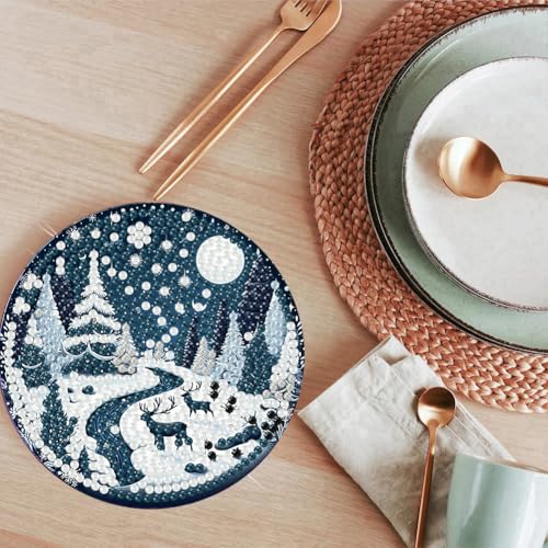 ijbnhd 8 PCS Christmas Diamond Art Coasters Kit Diamond Painting Coasters - color: Christmas
