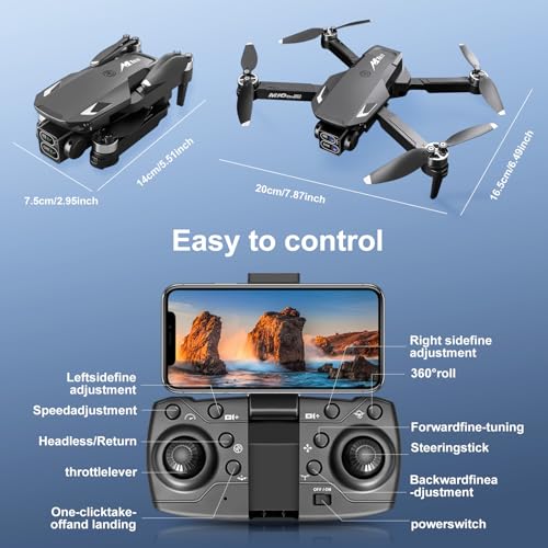 1080P HD Drones with Camera for Adults,Foldable Drone for Beginners - color: Black